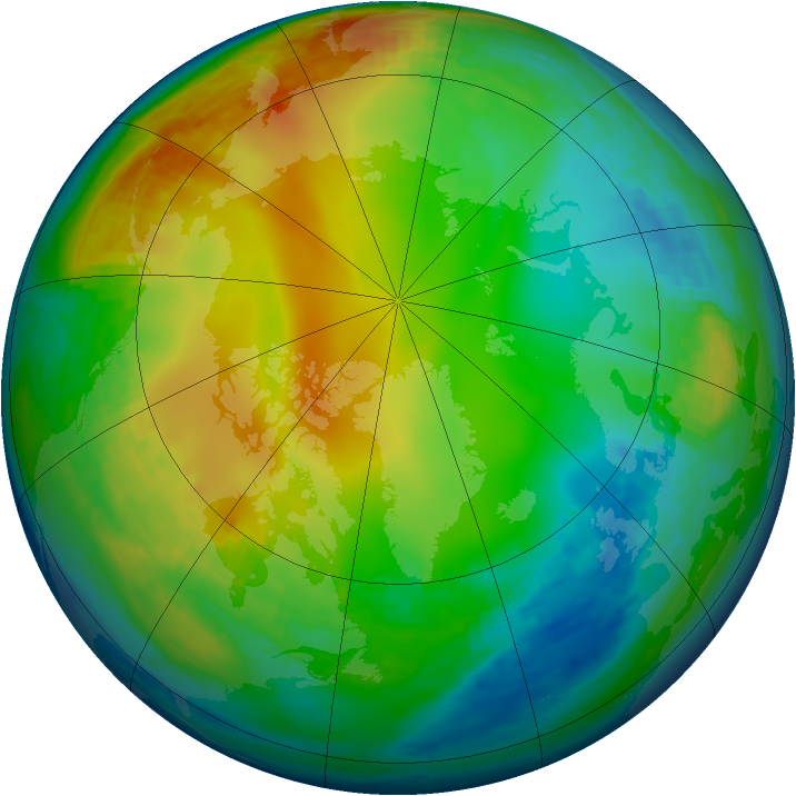 Arctic ozone map for 18 December 1993
